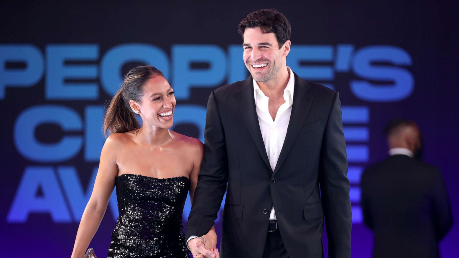 PHOTO: In this Dec. 7, 2021, file photo, Serena Pitt and Joe Amabile arrive to the 2021 People's Choice Awards in Santa Monica, Calif.