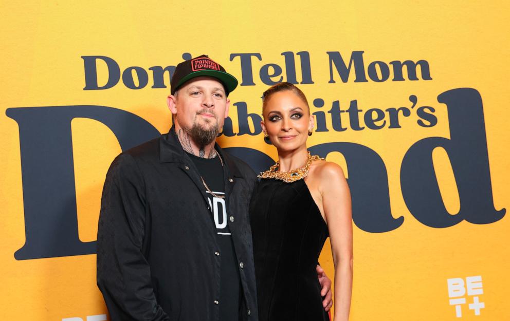 PHOTO: (L-R) Joel Madden and Nicole Richie attend the Los Angeles premiere of "Don't Tell Mom the Babysitter's Dead" at The Grove on April 02, 2024 in Los Angeles.