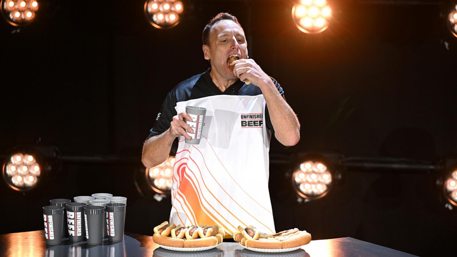 PHOTO: Joey Chestnut attends LIVE Chestnut vs. Kobayashi: Unfinished Beef at the Hyper X Arena at the Luxor on Sept. 2, 2024 in Las Vegas, Nevada.