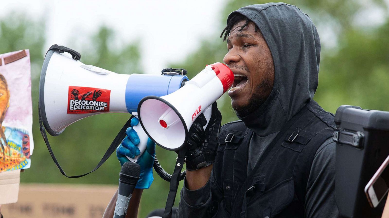 PHOTO: John Boyega speaks in Hyde Park, London, June 2, 2020, in support of the Black Lives Matter movement after the death of George Floyd in Minneapolis at the hands of a white police officer.