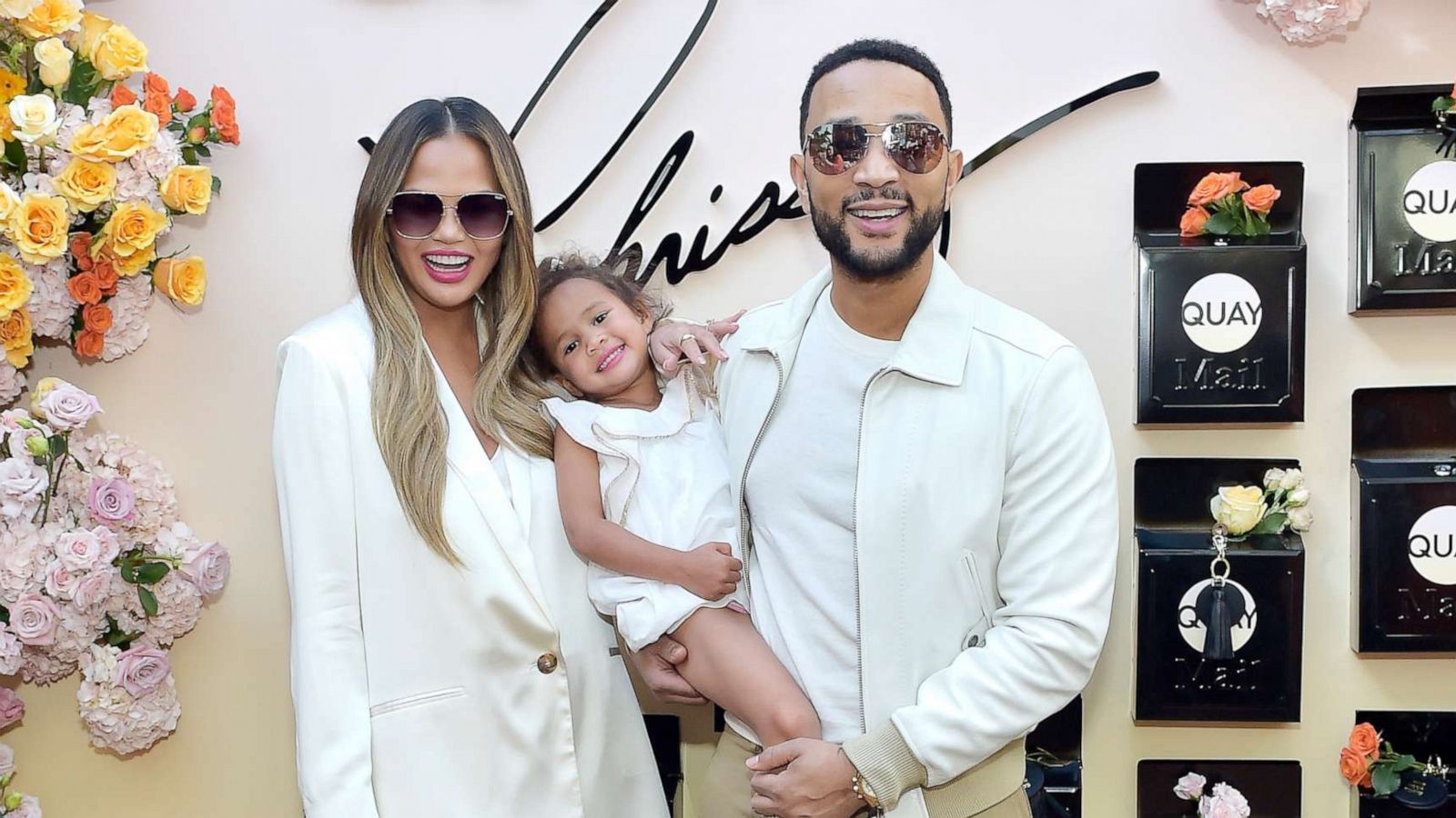 PHOTO: Chrissy Teigen, John Legend and daughter attend QUAYXCHRISSY launch party, Feb. 11, 2020, in West Hollywood, Calif.