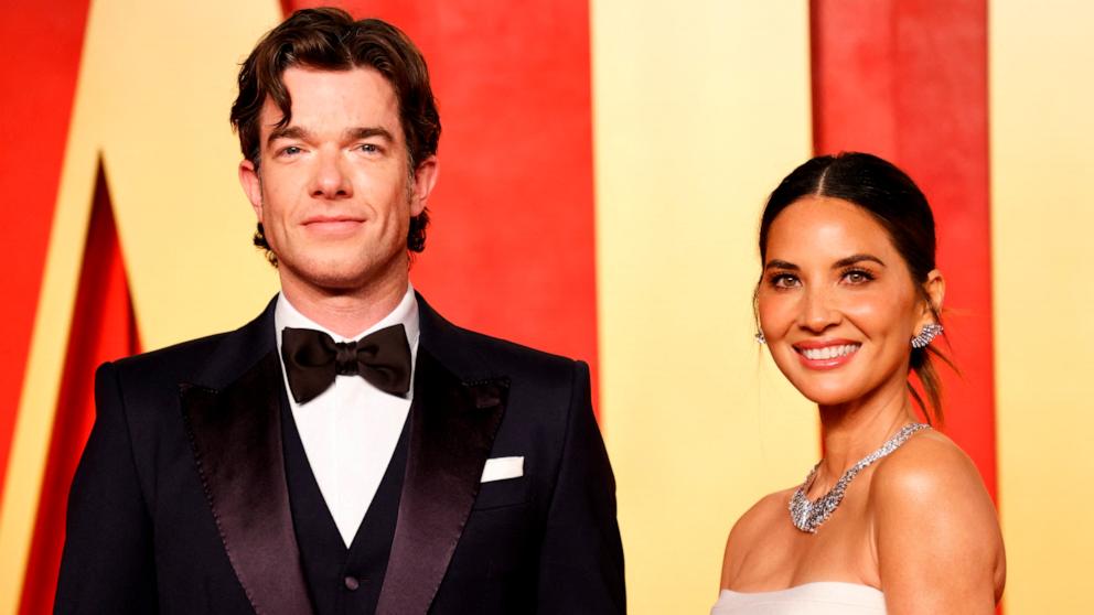 PHOTO: US actress Olivia Munn and partner comedian John Mulaney attend the Vanity Fair Oscars Party at the Wallis Annenberg Center for the Performing Arts in Beverly Hills, Calif., on March 10, 2024. 