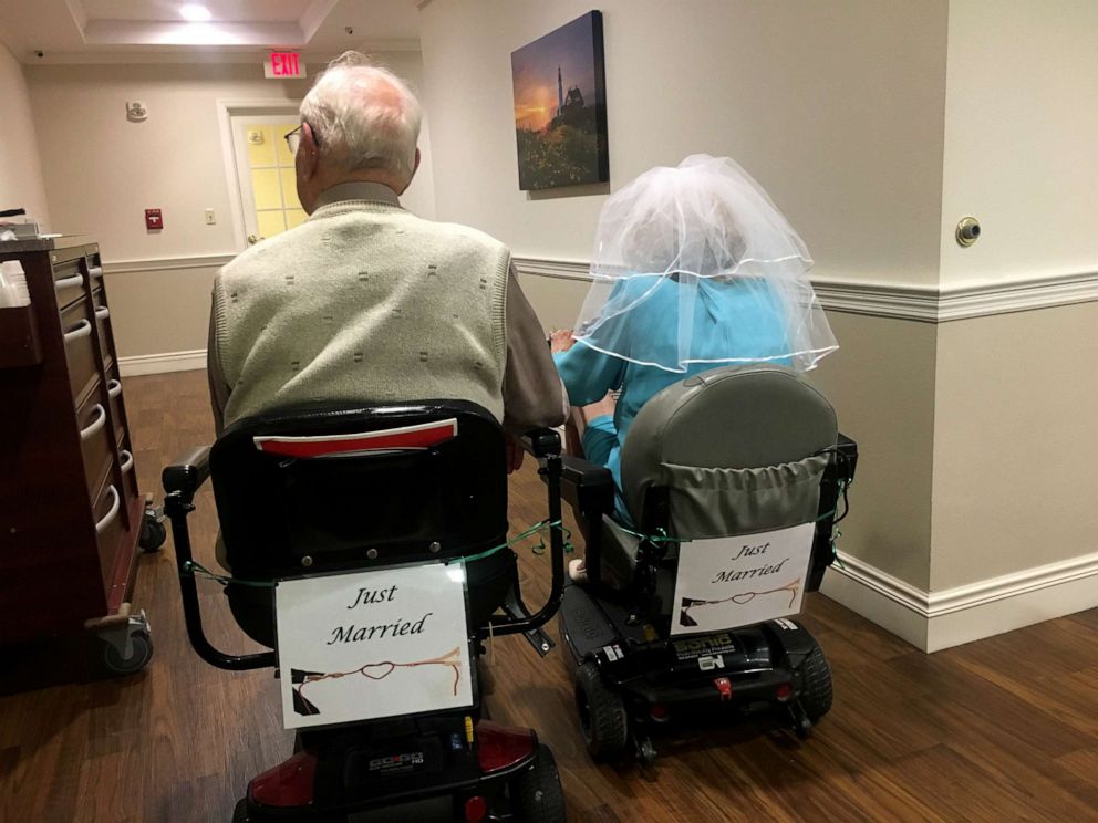 PHOTO: John Cook Sr., 100 and Phyllis Cook, 103, held an Aug. 26, 2019, wedding reception at the assisted living facility where they met.