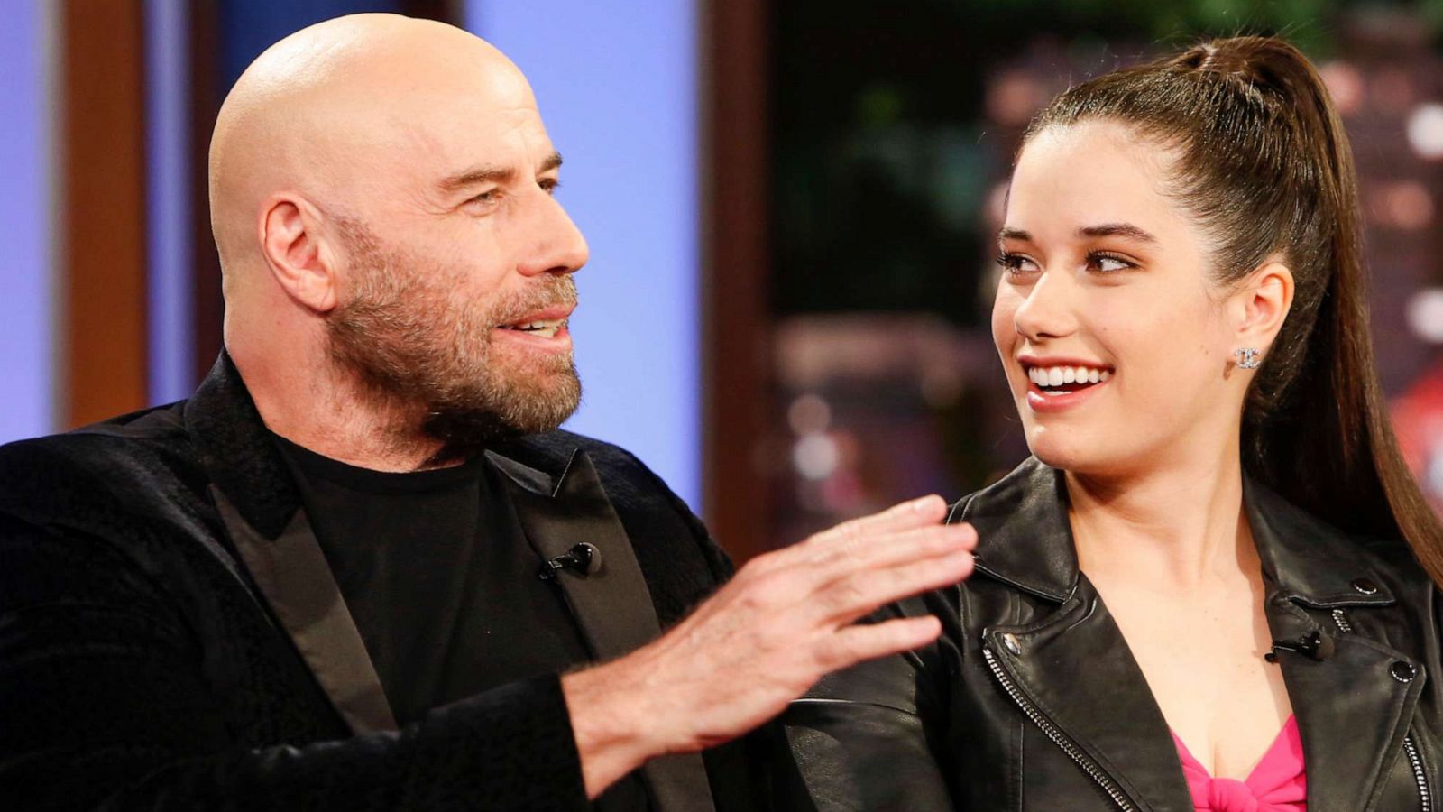 PHOTO: John Travolta and his daughter, Ella Bleu Travolta, at "Jimmy Kimmel Live!" on May 22, 2023.