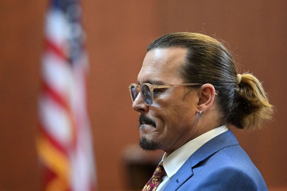 PHOTO: Johnny Depp looks on in the courtroom at the Fairfax County Circuit Courthouse in Fairfax, Virginia, May 24, 2022.