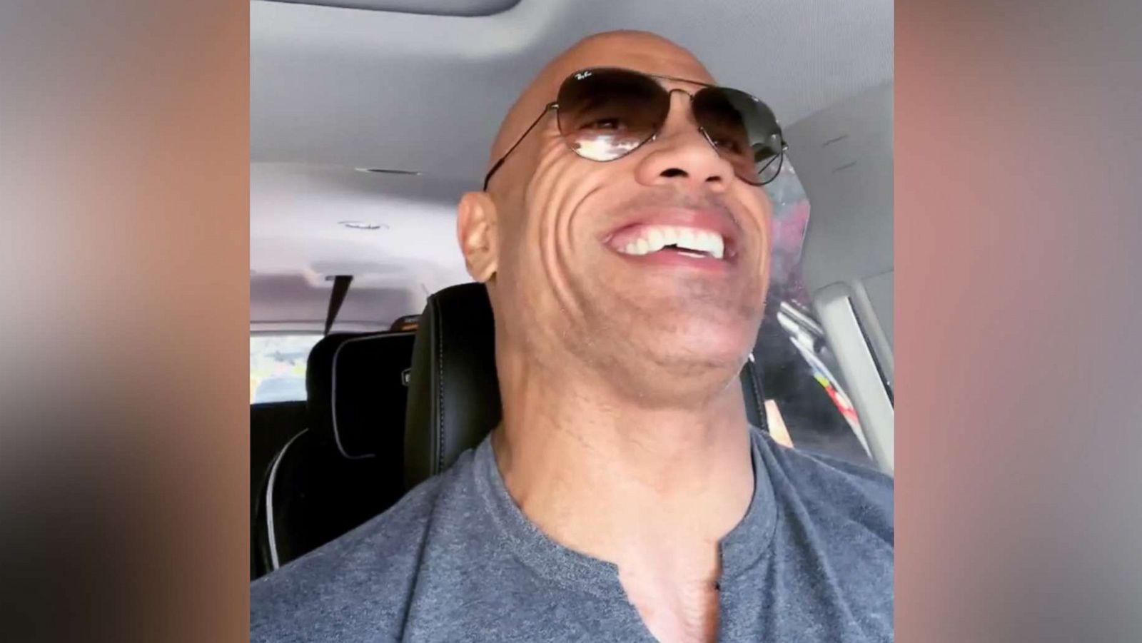 PHOTO: Dwayne Johnson posted a video of himself driving while his his daughter sang non-stop, Oct 10, 2021.