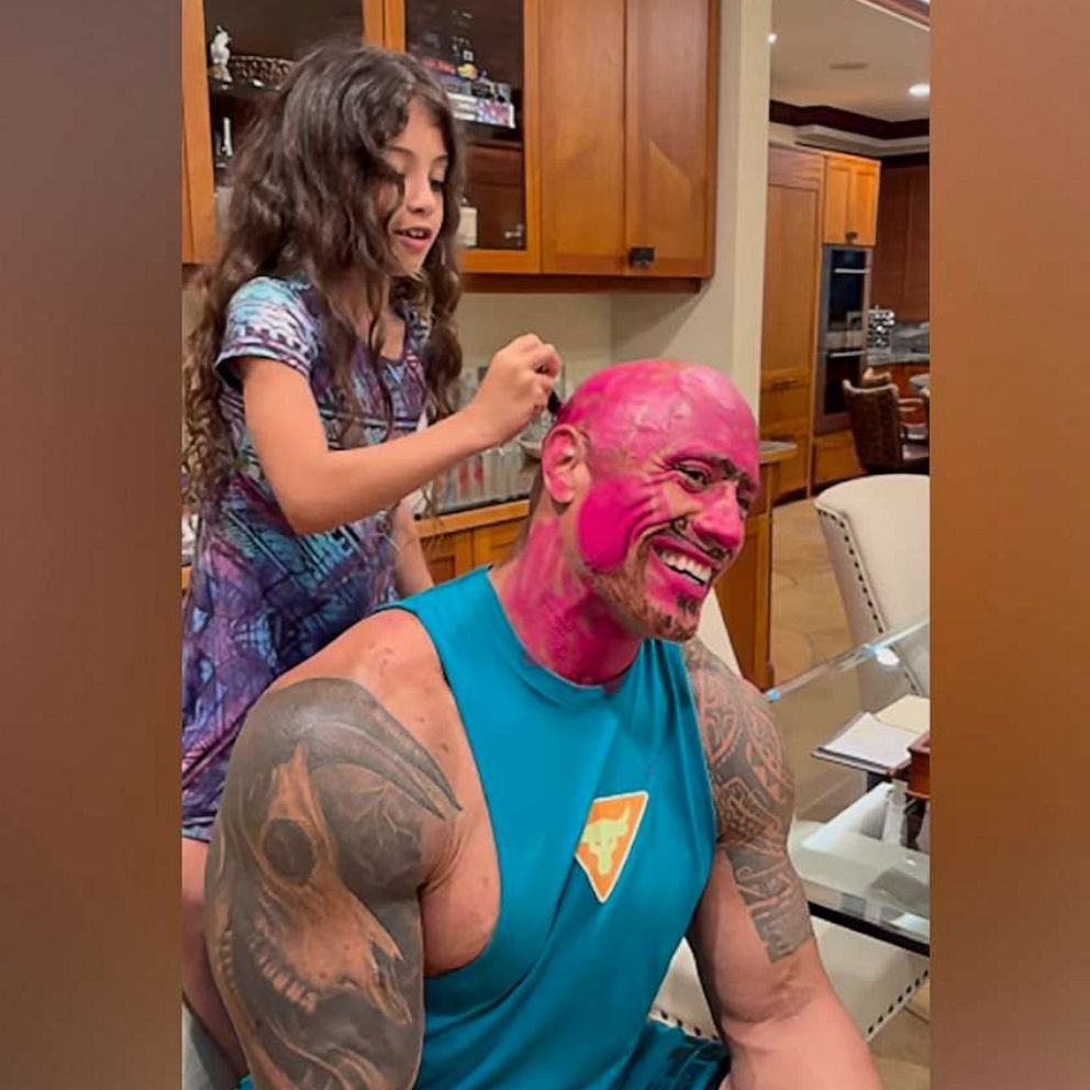 VIDEO: Dwayne Johnson shares cute video of his daughters putting makeup all over his face 