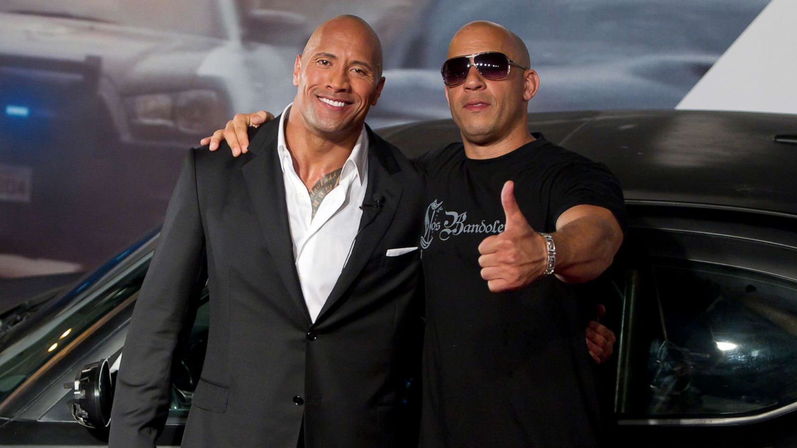 PHOTO: In this April 15, 2011 file photo Dwayne Johnson (The Rock) and Vin Diesel pose for photographers on in Rio de Janeiro, Brazil.