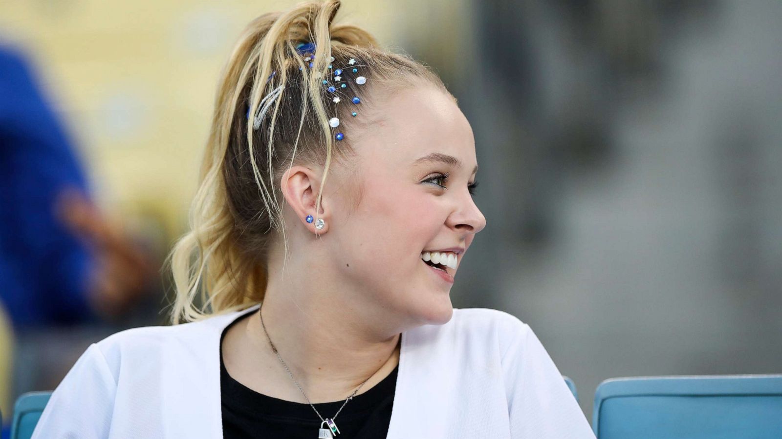 PHOTO: JoJo Siwa at Dodger Stadium on June 14, 2021 in Los Angeles.