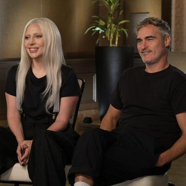 PHOTO: "Joker: Folie à Deux" director Todd Phillips, Lady Gaga and Joaquin Phoenix appear in this screengrab from an interview with "Good Morning America."