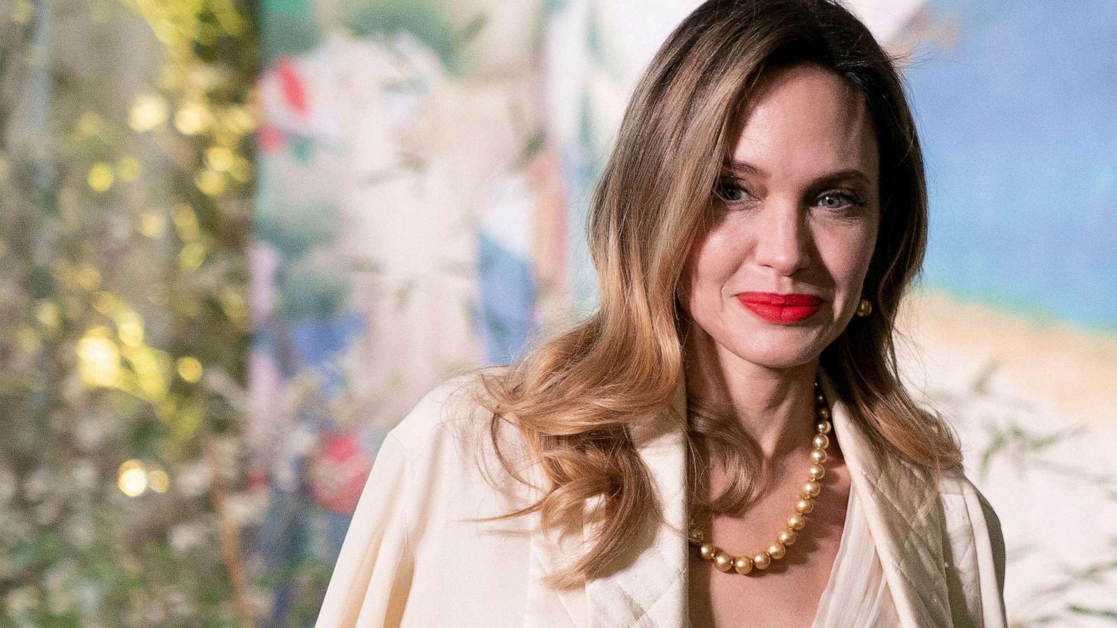 PHOTO: Actress Angelina Jolie arrives for the State Dinner in honor of South Korean President Yoon Suk Yeol, at the White House in Washington, D.C., on April 26, 2023.