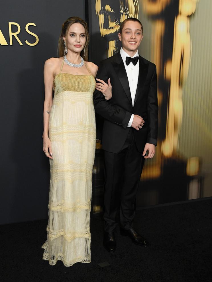 PHOTO: Angelina Jolie and Knox Jolie-Pitt arrives at the 2024 Governors Awards at Dolby Theatre on Nov. 17, 2024 in Hollywood, Calif.