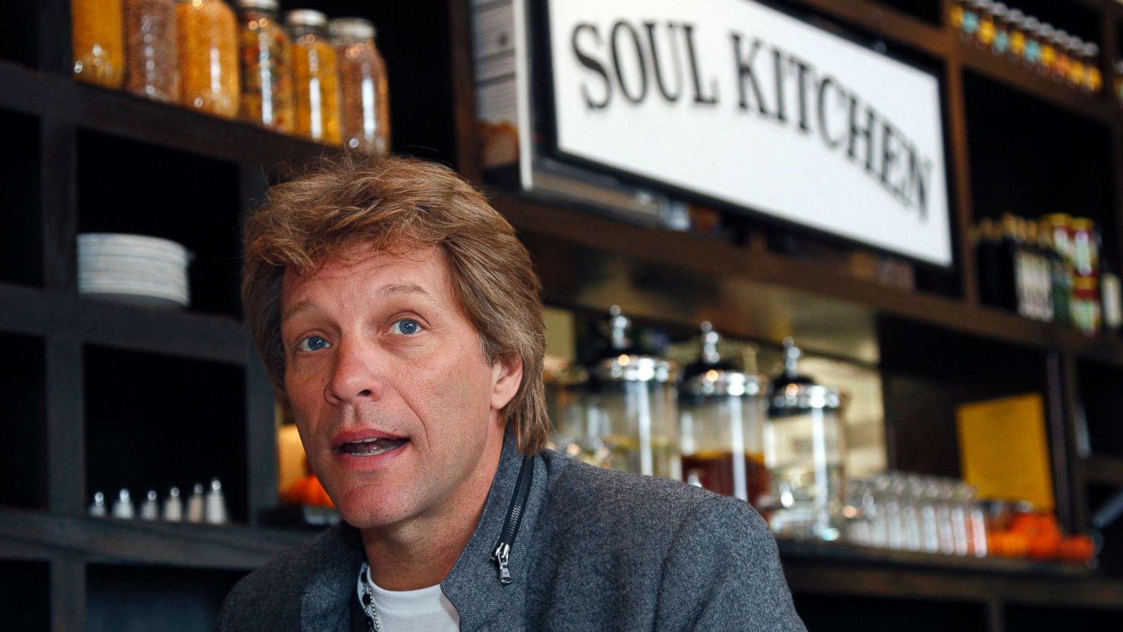 PHOTO: Jon Bon Jovi sits in his JBJ Soul Kitchen community restaurant in Red Bank, N.J., Oct. 19, 2011. The restaurant announced on Facebook it will provide the free meals to furloughed workers Monday, Jan. 21, 2019, between 12 p.m. and 2 p.m.