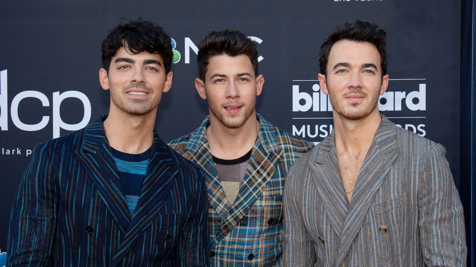 PHOTO: Joe Jonas, Nick Jonas, and Kevin Jonas of the Jonas Brothers arrive the 2019 Billboard Music Awards at MGM Grand Arena, May 1, 2019, in Las Vegas.