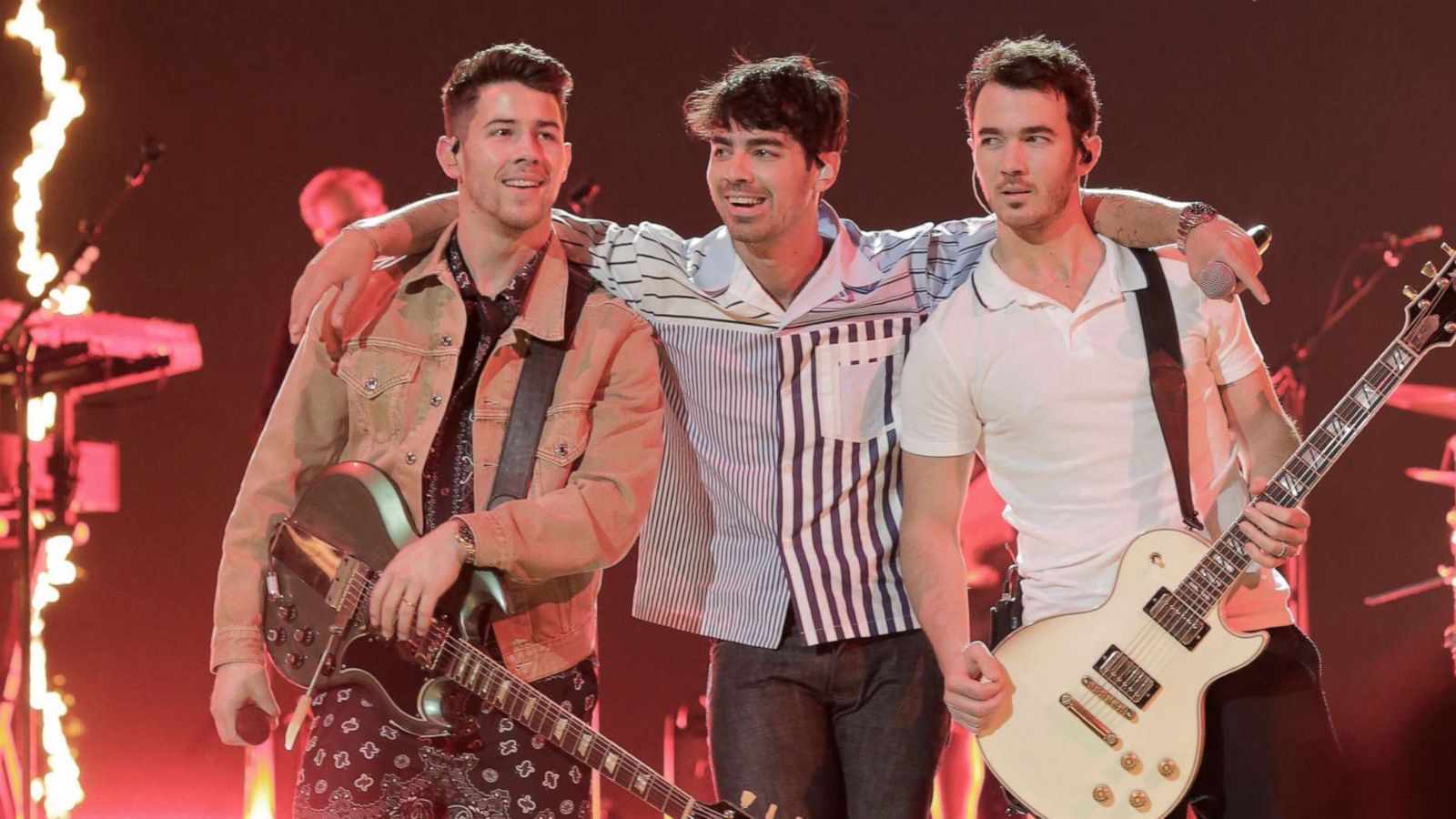 PHOTO: The Jonas Brothers rehearse for their May 1, 2019 performance at the Billboard Music Awards in Las Vegas.