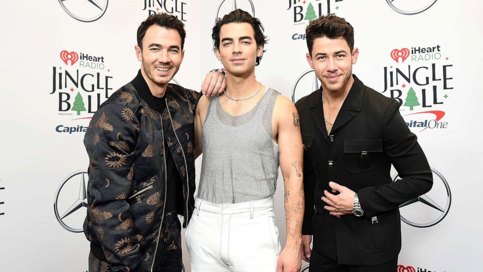 PHOTO: Kevin Jonas, Joe Jonas, and Nick Jonas of The Jonas Brothers attend the iHeartRadio Z100 Jingle Ball 2021, Dec. 10, 2021, in New York City.
