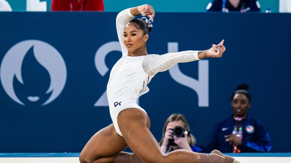 PHOTO: Jordan Chiles of Team United States competes in the Artistic Gymnastics Women's Floor Exercise Final on day ten of the Olympic Games Paris 2024, Aug. 5, 2024, in Paris.