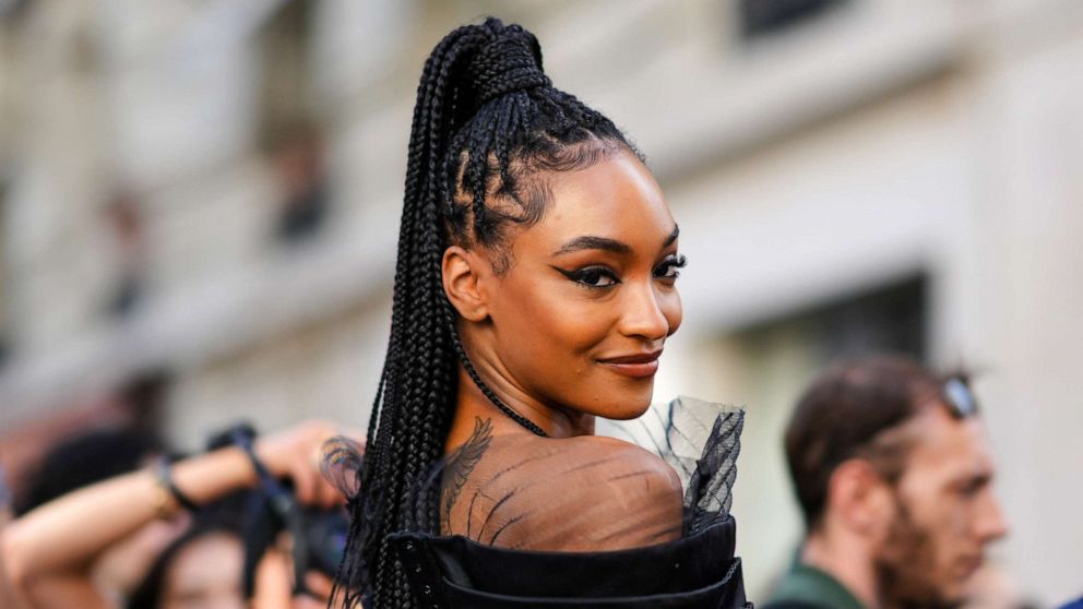 PHOTO: Jourdan Dunn outside Jean-Paul Gaultier Haute Couture Fall Winter 2022/2023, during Paris Fashion Week, July 6, 2022.