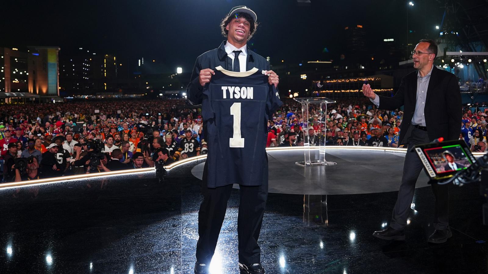 PHOTO: Jordyn Tyson after being selected to the New Orleans Saints at the 2026 NFL Draft, April 23, 2026 in Pittsburgh, PA.