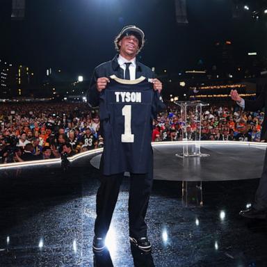 PHOTO: Jordyn Tyson after being selected to the New Orleans Saints at the 2026 NFL Draft, April 23, 2026 in Pittsburgh, PA.