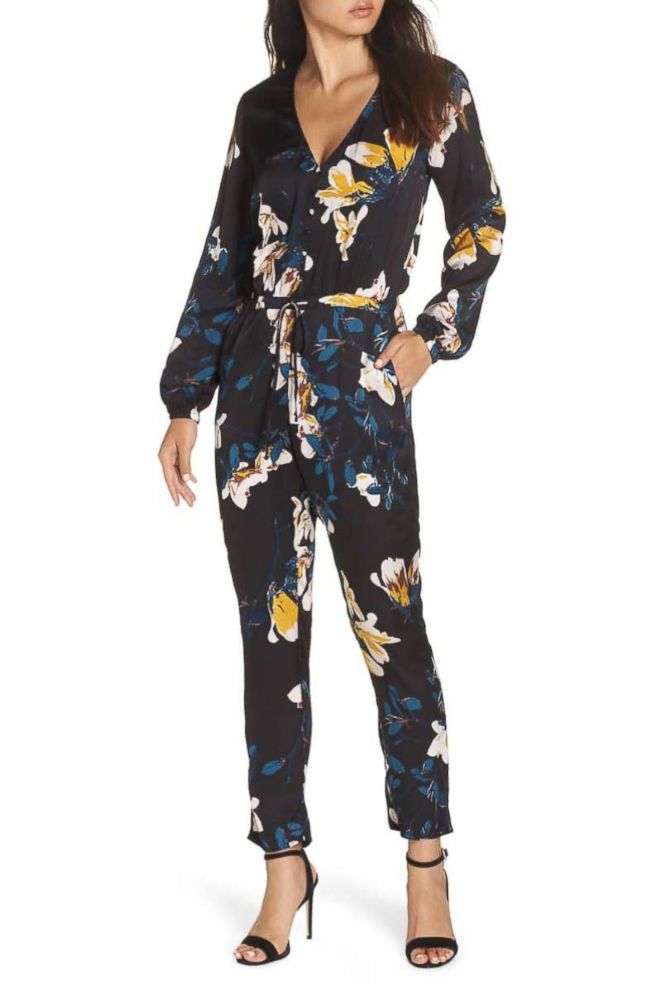 PHOTO: Knot Sisters Josie Floral Satin Jumpsuit