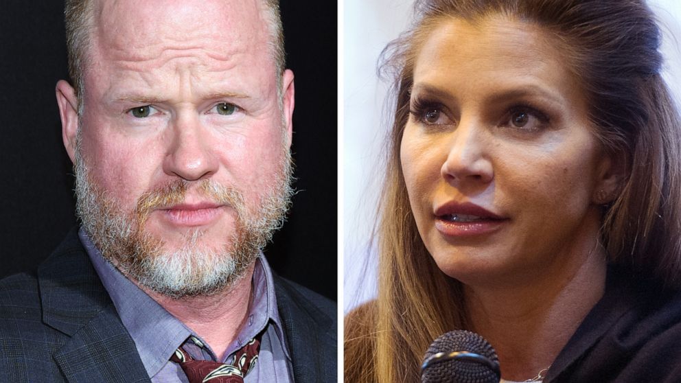 PHOTO: Joss Whedon attends an event in California in 2018 and Charisma Carpenter speaks in Birmingham, England, June 4, 2017.