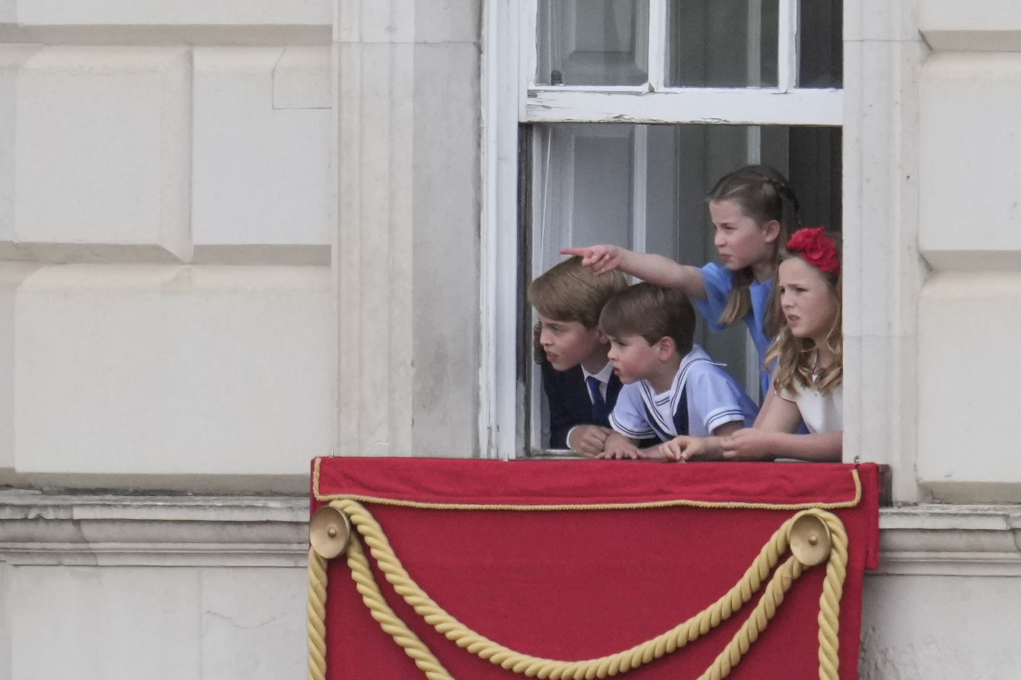 PHOTO: Prince George, Princess Charlotte and Prince Louis watch the Trooping of the Color in London, June 2, 2022.