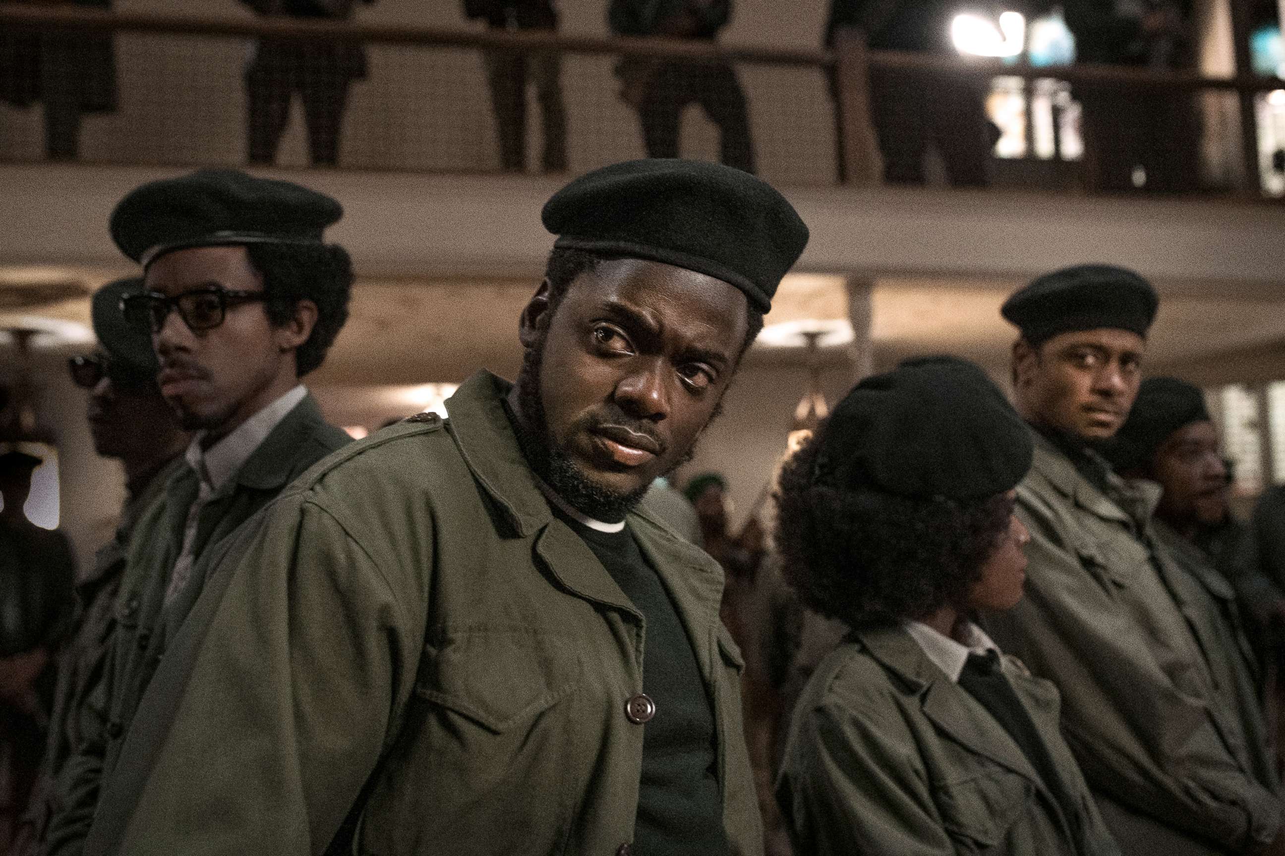 PHOTO: From left, Darrel Britt-Gibson as Bobby Rush, Daniel Kaluuya as Chairman Fred Hampton and Lakeith Stanfield as Bill O'Neal in the film, "Judas and the Black Messiah."