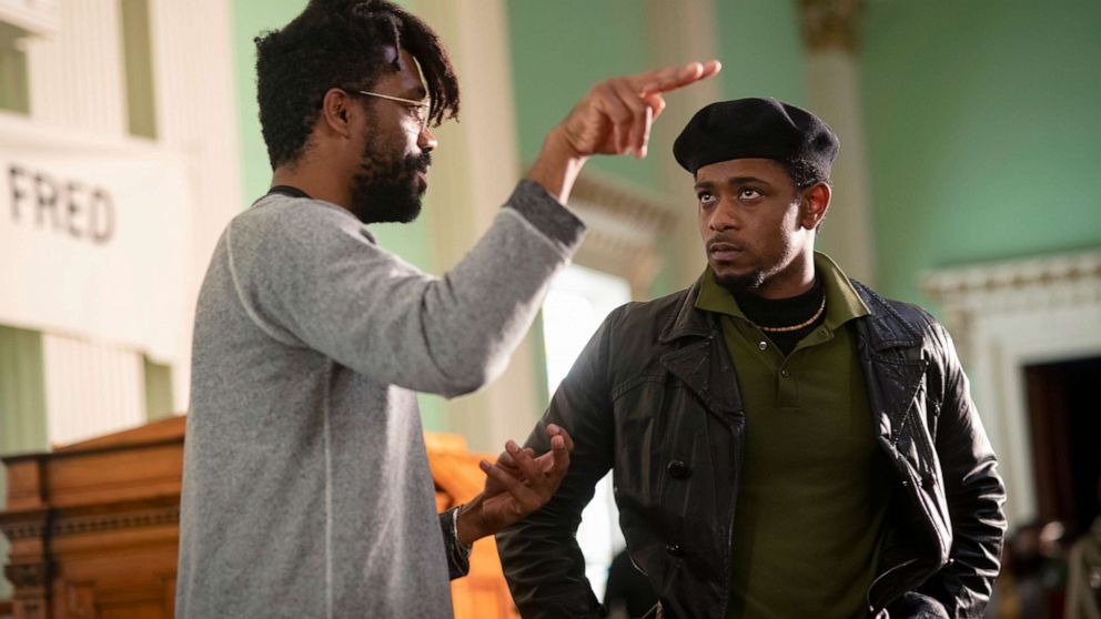 PHOTO: Director Shaka King works with actor Lakeith Stanfield on the set of "Judas and the Black Messiah." 