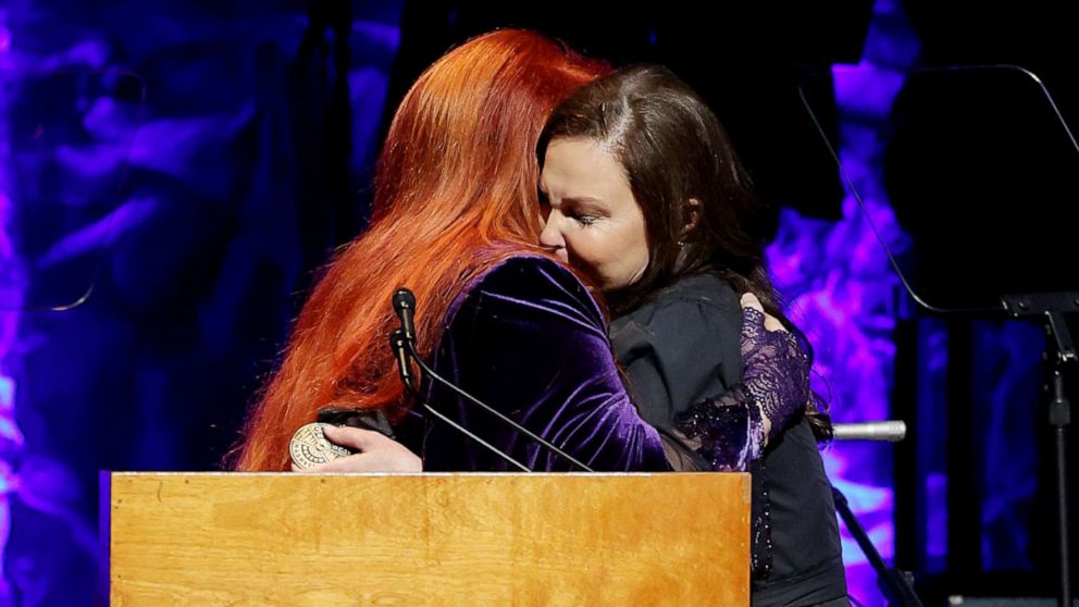 PHOTO: Inductee Wynonna Judd and Ashley Judd speak onstage for the class of 2021 medallion ceremony at Country Music Hall of Fame and Museum on May 1, 2022 in Nashville, Tenn.