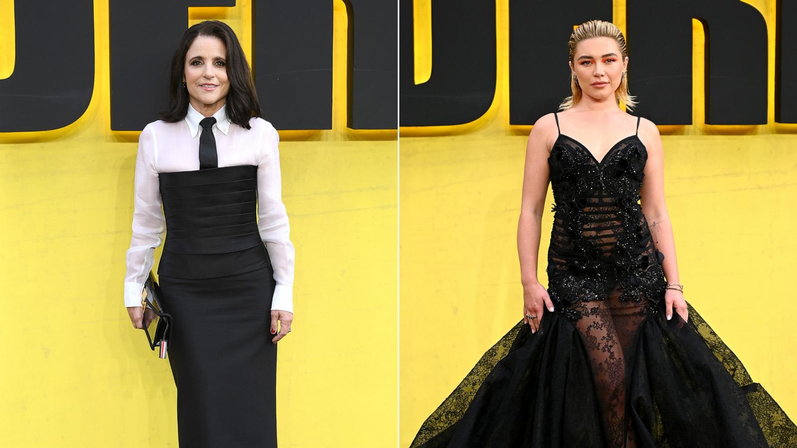 PHOTO: Julia Louis-Dreyfus and Florence Pugh attend the "Thunderbolts*" UK Special Screening at Cineworld Leicester Square, on April 22, 2025, in London.