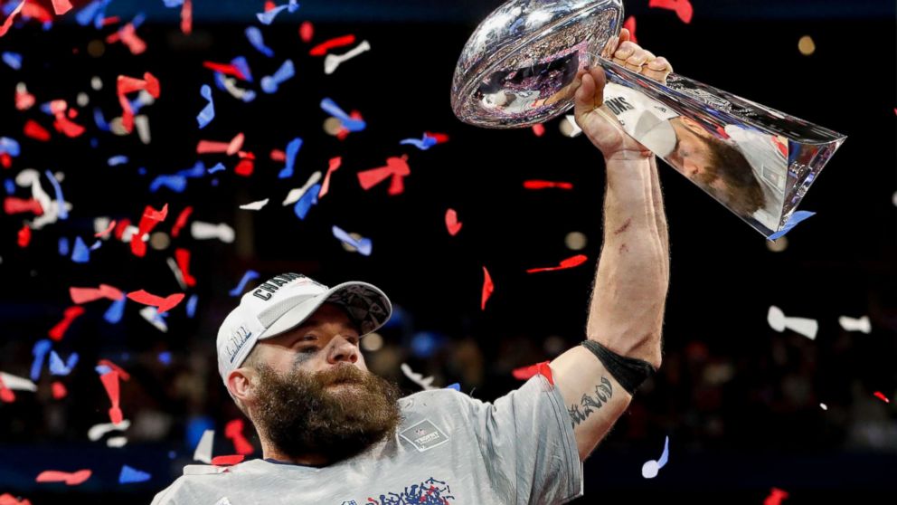 PHOTO: Super Bowl LIII MVP New England Patriots wide receiver Julian Edelman holds the Vince Lombardi Trophy after Super Bowl LIII between the New England Patriots and the Los Angeles Rams at Mercedes-Benz Stadium in Atlanta, Feb. 3, 2019.