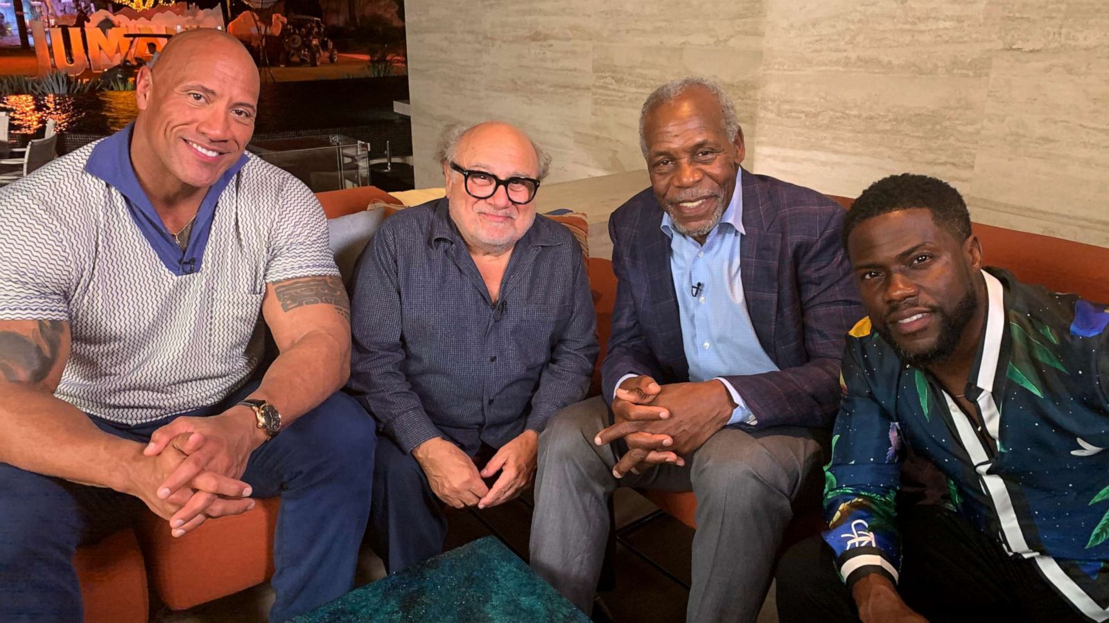 PHOTO: Dwayne Johnson, Danny Devito, Danny Glover and Kevin Hart all star in the new film, "Jumanji: The Next Level."