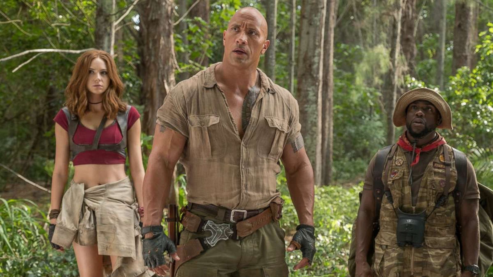 PHOTO: Karen Gillan, Dwayne Johnson and Kevin Hart star in "Jumanji: Welcome to the Jungle.