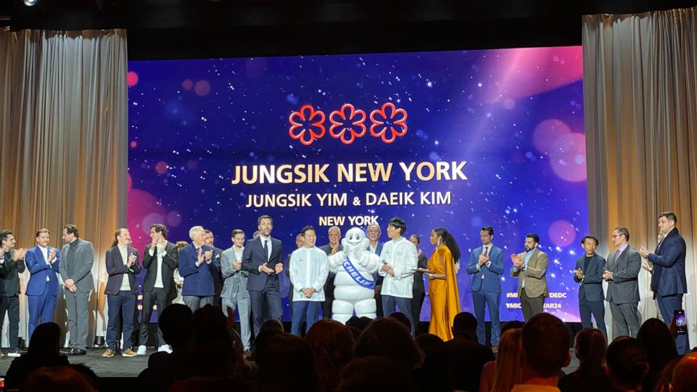 PHOTO: Jungsik New York becomes the first Three Michelin Star Korean restaurant in the U.S. at the Michelin Guide ceremony in New York City on Dec. 9, 2025.