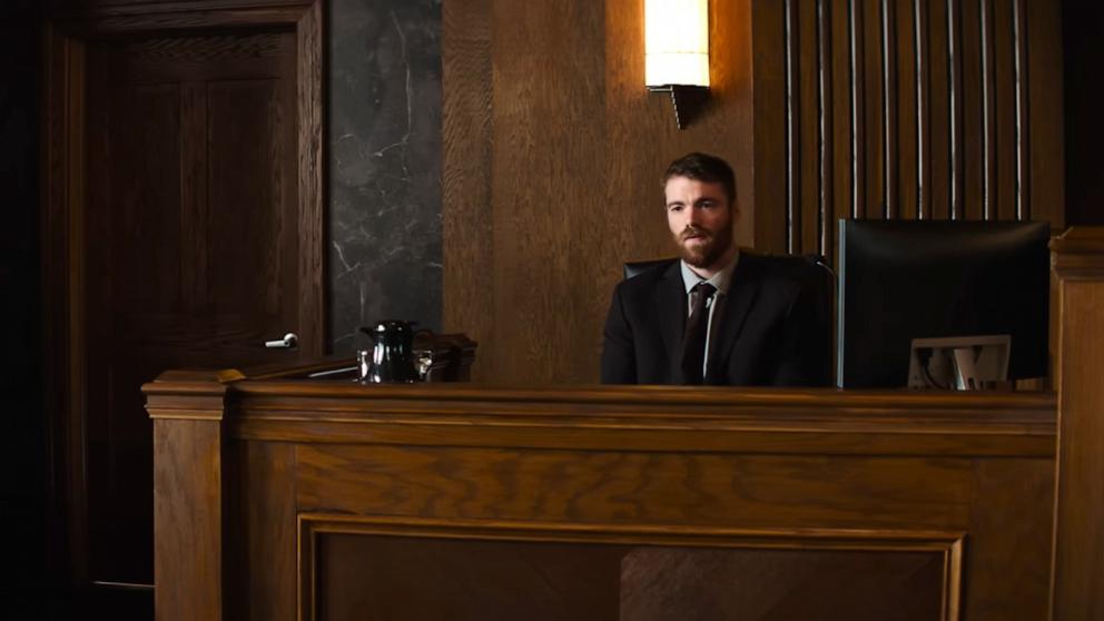 PHOTO: Gabriel Basso is shown in a scene from the movie "Juror #2."