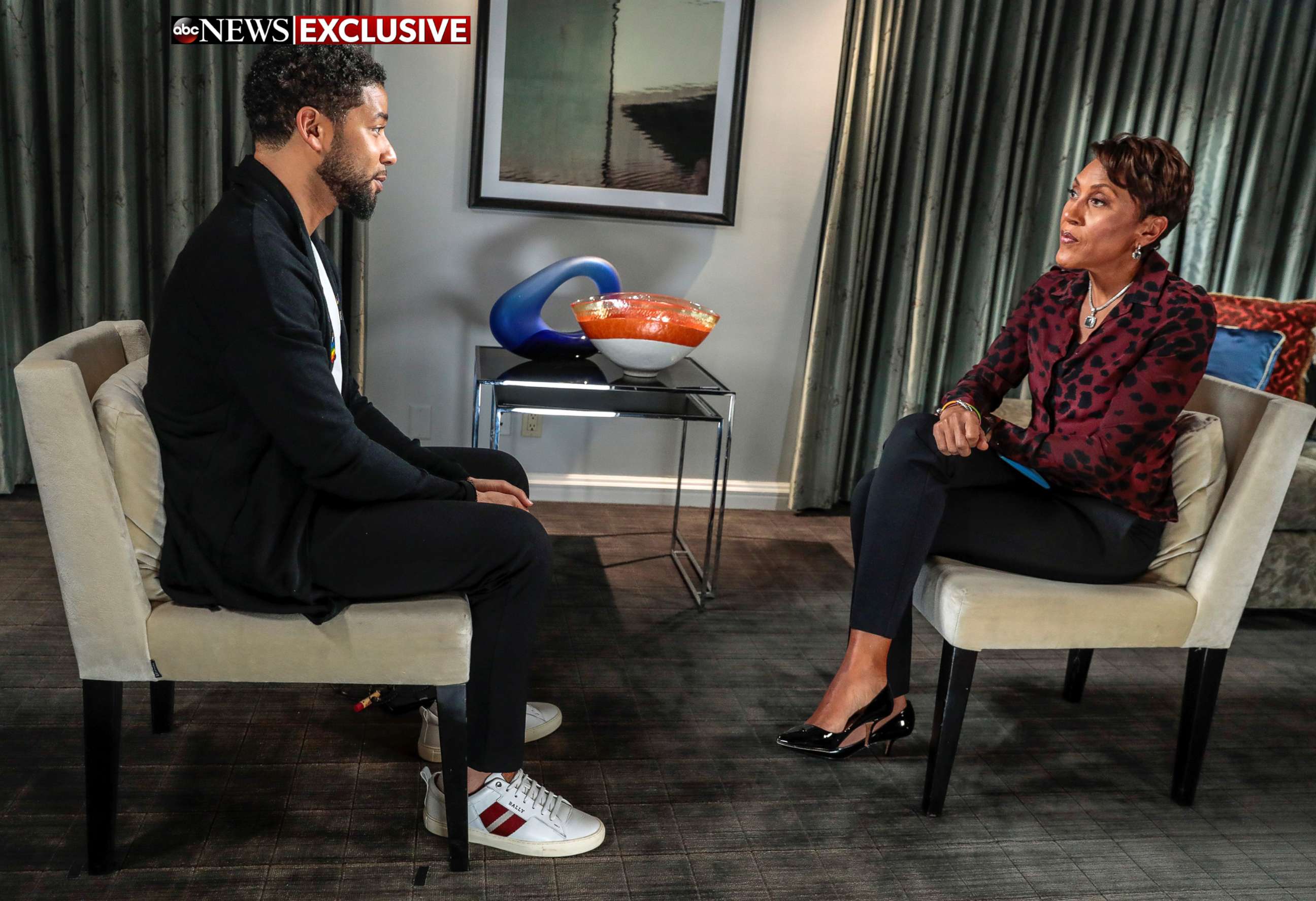 PHOTO: Jussie Smollett speaks with ABC News' Robin Roberts, Feb. 13, 2019. 