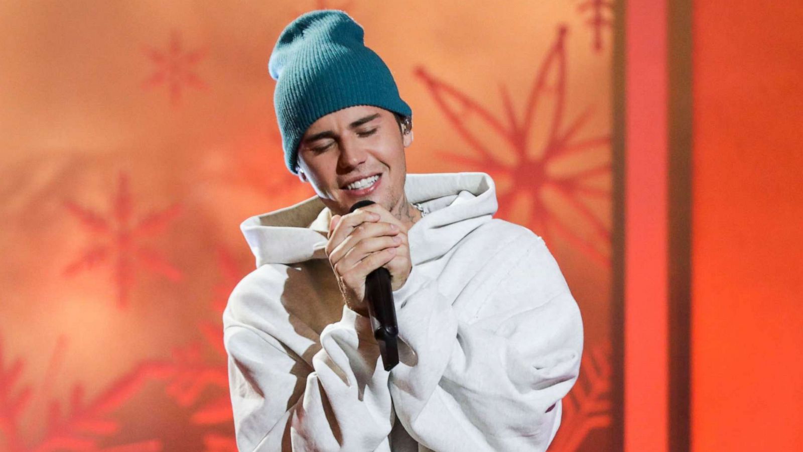 PHOTO: In this Nov. 15, 2021, file photo, Justin Bieber sings on a holiday broadcast in Los Angeles.