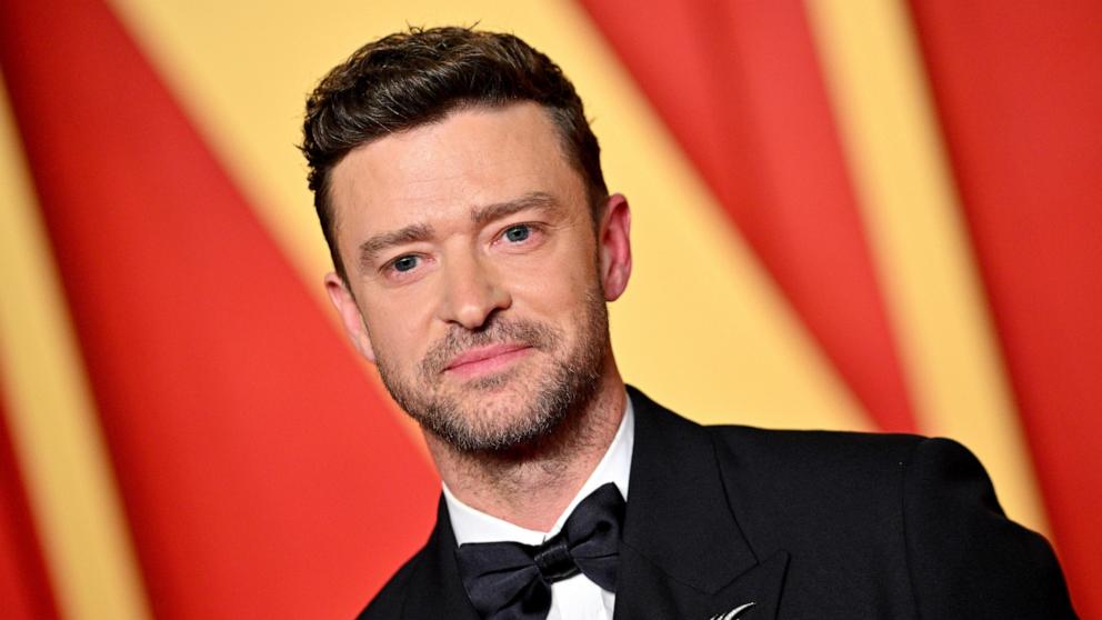 PHOTO: Justin Timberlake attends the 2024 Vanity Fair Oscar Party Hosted By Radhika Jones at Wallis Annenberg Center for the Performing Arts on March 10, 2024 in Beverly Hills, California.