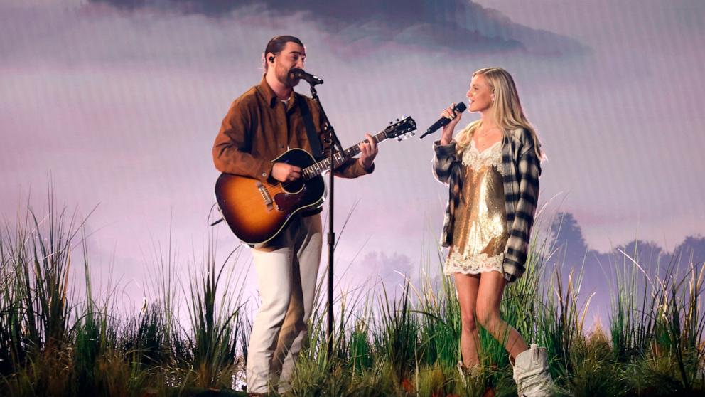 PHOTO: Noah Kahan and Kelsea Ballerini perform onstage during the 59th Academy of Country Music Awards at The Ford Center at The Star on May 16, 2024 in Frisco, Texas.