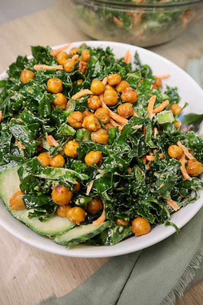 PHOTO: Kale salad with crispy chickpeas.