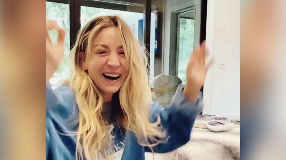 Actress Kaley Cuoco reacts to the Emmy Award nominations in a video posted to her Instagram account on July 13, 2021.