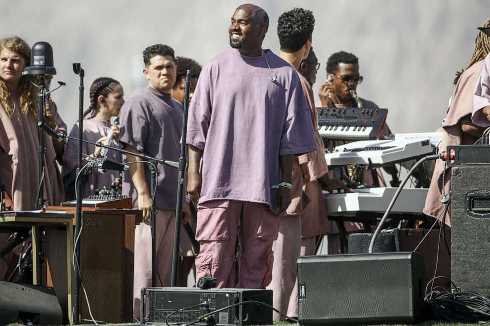 PHOTO: Kanye West performs Sunday Service during the 2019 Coachella Valley Music And Arts Festival on April 21, 2019 in Indio, Calif