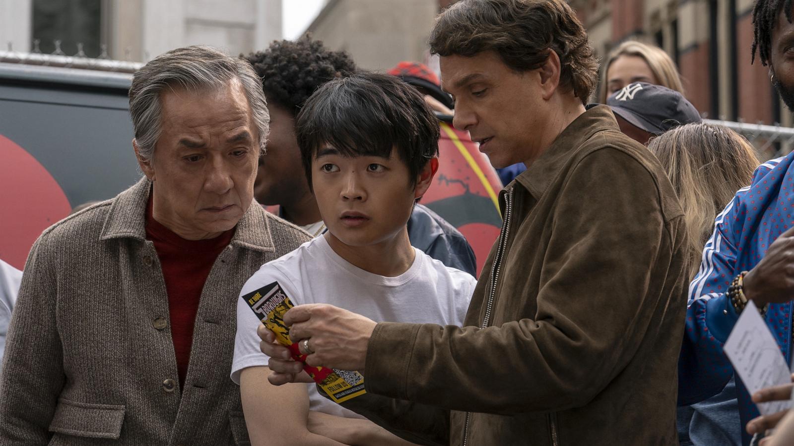 PHOTO: Jackie Chan, Ben Wang and Ralph Macchio in in a scene from the movie, "Karate Kid: Legends."