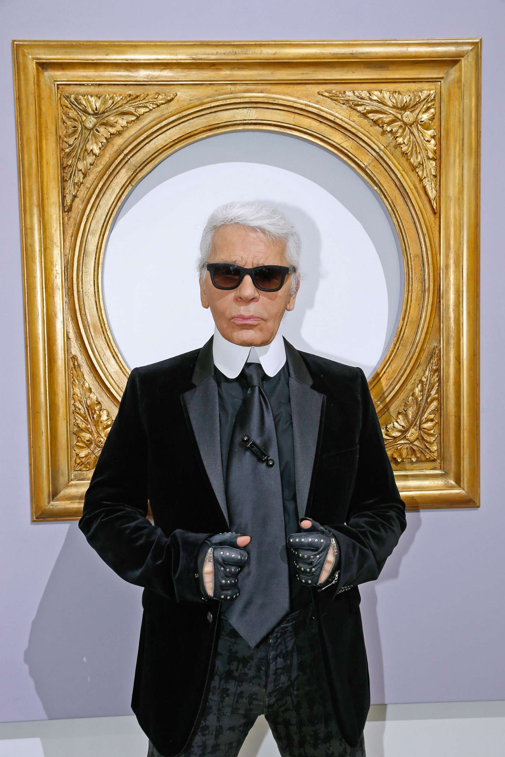 PHOTO: Karl Lagerfeld attends the Chanel show during the Paris Fashion Week Women's wear Spring/Summer 2014, on Oct. 1, 2013 in Paris.