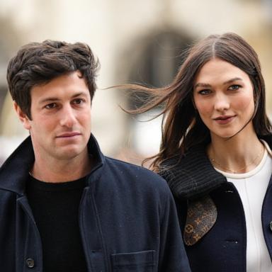 PHOTO: Joshua Kushner and Karlie Kloss are seen, outside Louis Vuitton, during the Paris Fashion Week - Menswear Fall Winter 2023 2024 : Day Three, Jan. 19, 2023 in Paris.