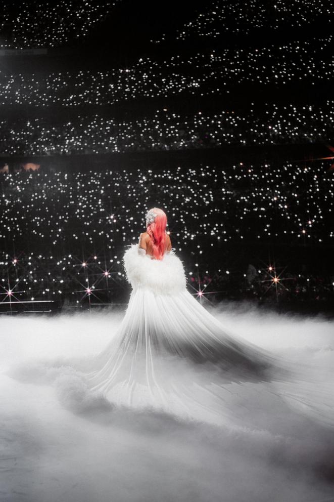 PHOTO: Karol G delivers an emotional speech at the end of her tour, July 23, 2024, in Madrid.