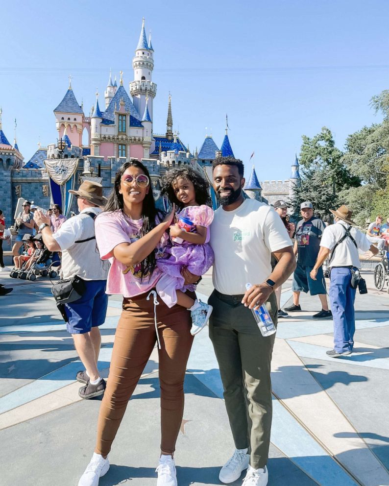 PHOTO: Kashe Quest, 3, from Los Angeles, is the youngest American member of Mensa, the oldest IQ society in the world. She is pictured in this photo with with parents Sukhjit (left) and Devon (right) at Disneyland.