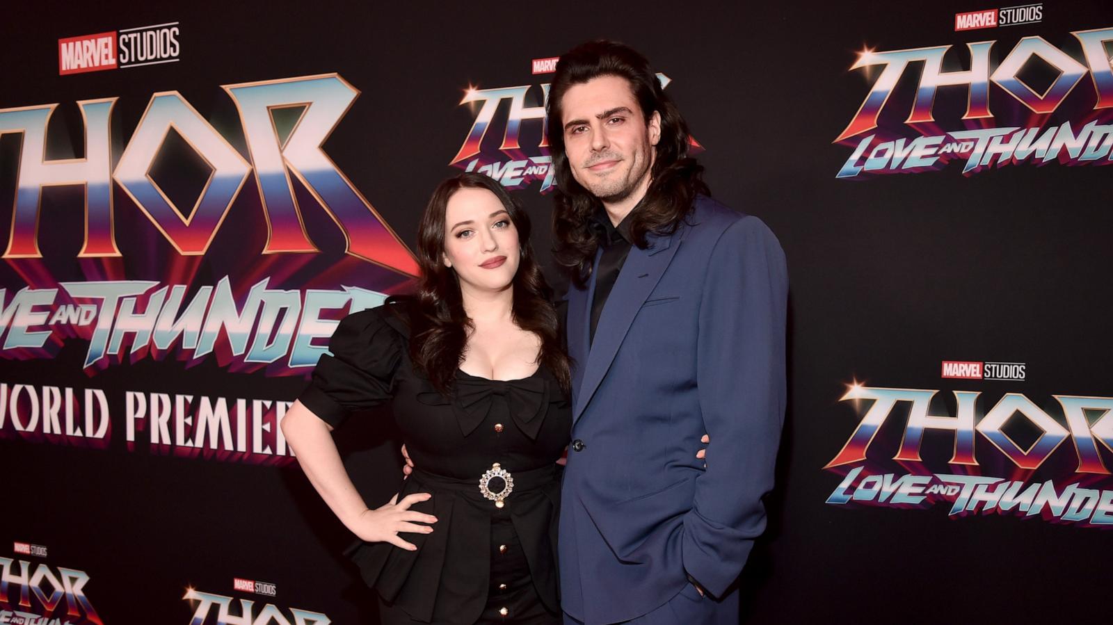 PHOTO: Kat Dennings and Andrew W.K. attend the Thor: Love and Thunder World Premiere at the El Capitan Theatre in Hollywood, California on June 23, 2022.