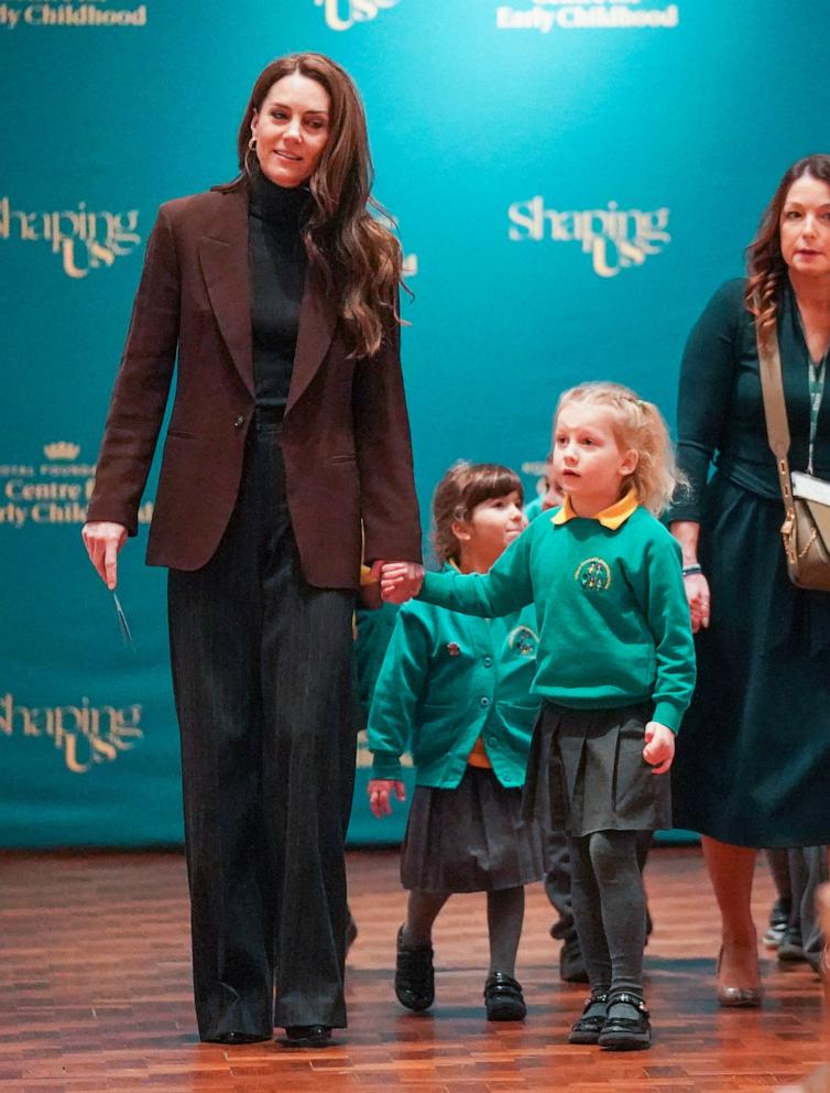 PHOTO: Catherine, Princess of Wales joins a group of four and five-year-old school children at The National Portrait Gallery, on Feb. 4, 2025, in London.